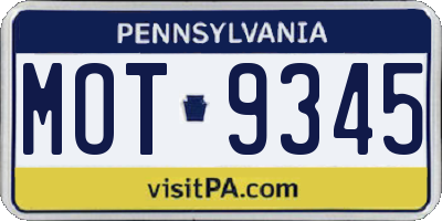 PA license plate MOT9345