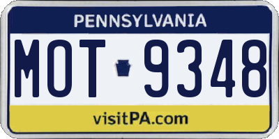 PA license plate MOT9348