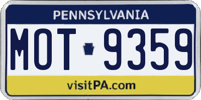 PA license plate MOT9359