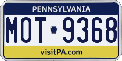 PA license plate MOT9368