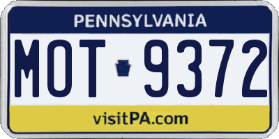 PA license plate MOT9372