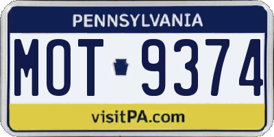 PA license plate MOT9374