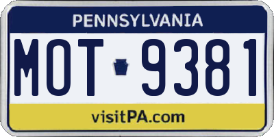 PA license plate MOT9381