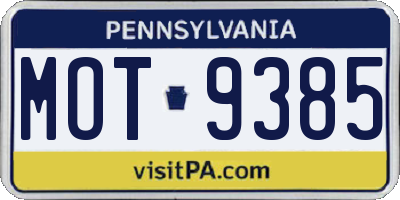 PA license plate MOT9385