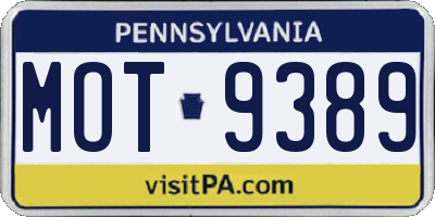 PA license plate MOT9389