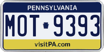 PA license plate MOT9393