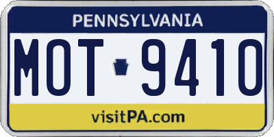 PA license plate MOT9410