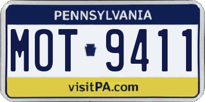 PA license plate MOT9411
