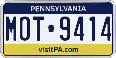 PA license plate MOT9414