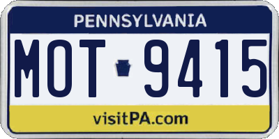 PA license plate MOT9415