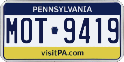 PA license plate MOT9419