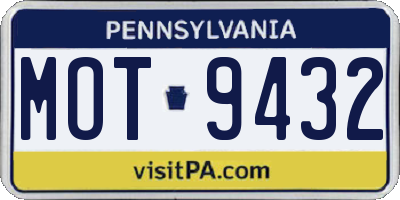 PA license plate MOT9432