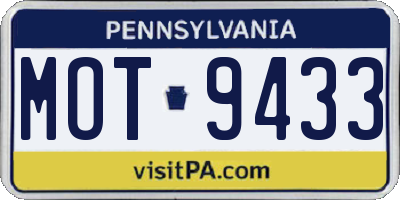 PA license plate MOT9433