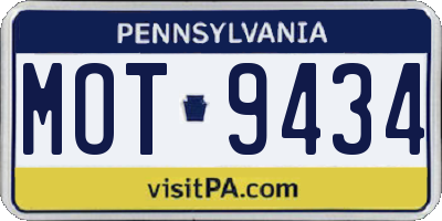 PA license plate MOT9434