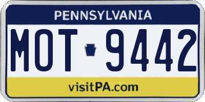 PA license plate MOT9442