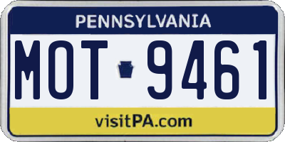 PA license plate MOT9461