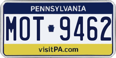 PA license plate MOT9462