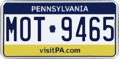 PA license plate MOT9465