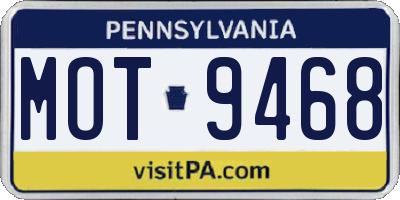 PA license plate MOT9468