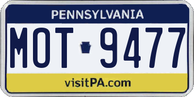 PA license plate MOT9477