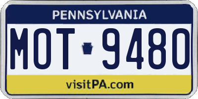 PA license plate MOT9480