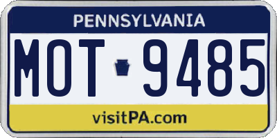 PA license plate MOT9485
