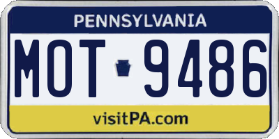 PA license plate MOT9486