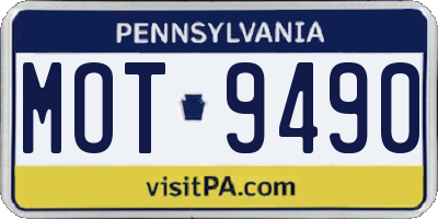 PA license plate MOT9490