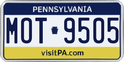 PA license plate MOT9505