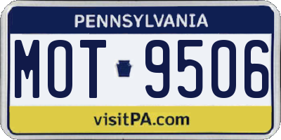 PA license plate MOT9506