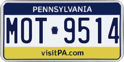 PA license plate MOT9514