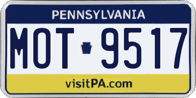 PA license plate MOT9517