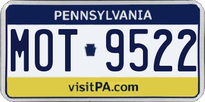 PA license plate MOT9522