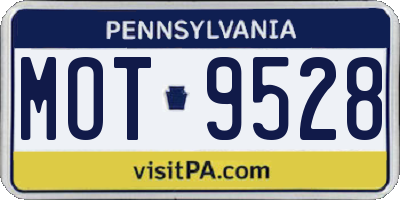 PA license plate MOT9528