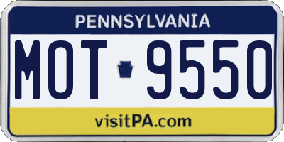 PA license plate MOT9550