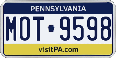 PA license plate MOT9598