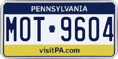 PA license plate MOT9604