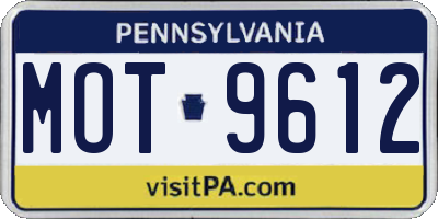 PA license plate MOT9612