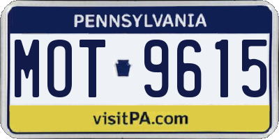 PA license plate MOT9615