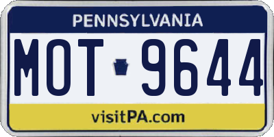 PA license plate MOT9644