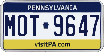 PA license plate MOT9647