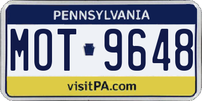 PA license plate MOT9648