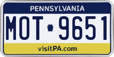PA license plate MOT9651