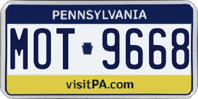 PA license plate MOT9668