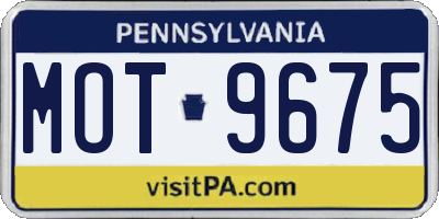 PA license plate MOT9675