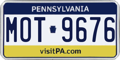 PA license plate MOT9676