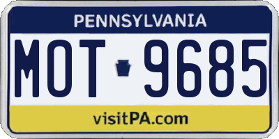 PA license plate MOT9685