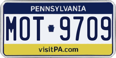 PA license plate MOT9709