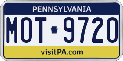 PA license plate MOT9720