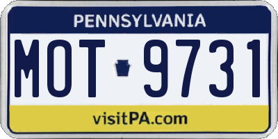 PA license plate MOT9731